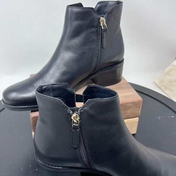Cole Haan Haidyn Black Leather Ankle Zip Booties 6.5 - Picture 3 of 11